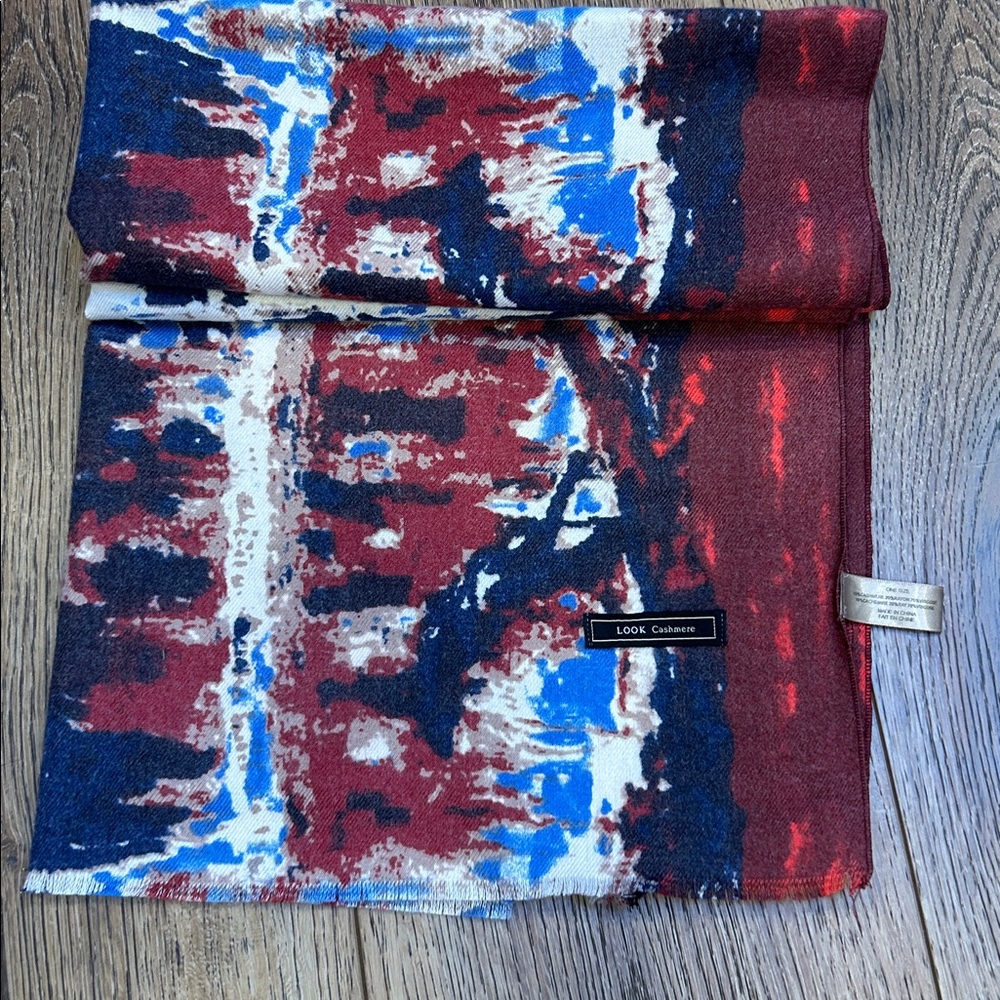 LOOK Cashmere abstract-print cashmere blend scarf‎ 27x78